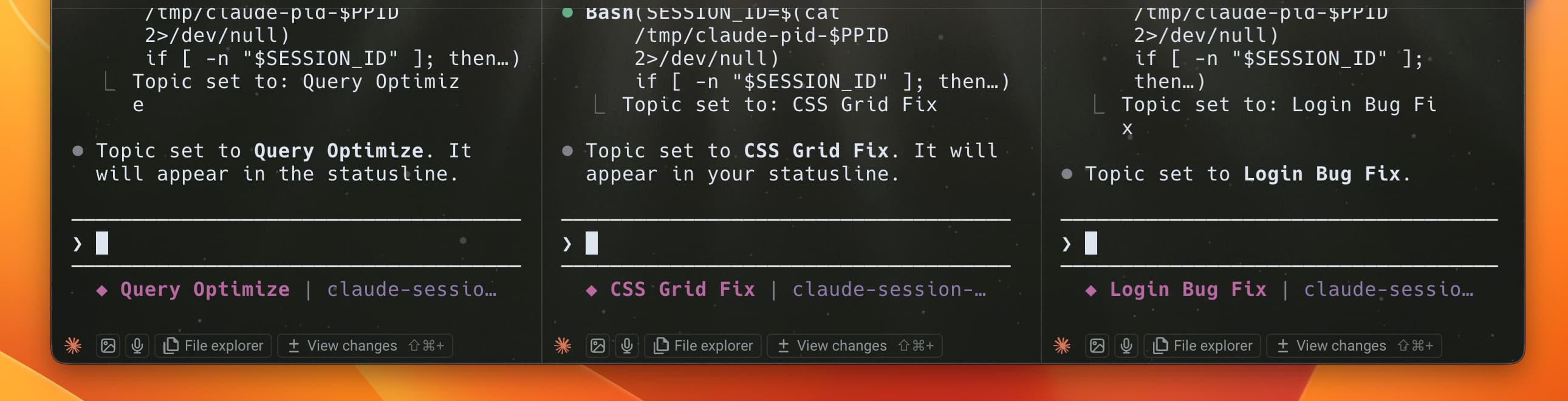 Claude Session Topics preview